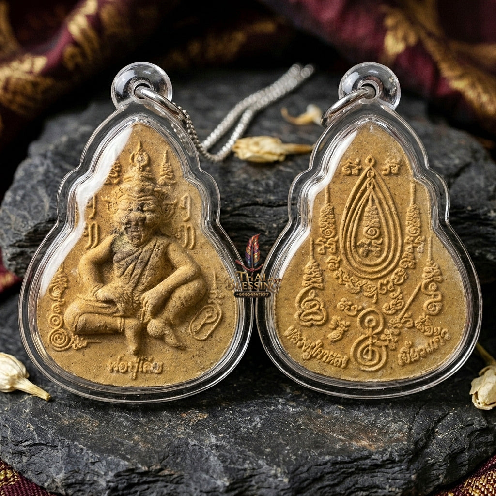 Authentic Thai Sacred Pho Pu Suea (Tiger-Headed Hermit Guru & Phra Pirab Deity) for Ultimate Authority, Black Magic Shield, Metta Charisma & Universal Blessing