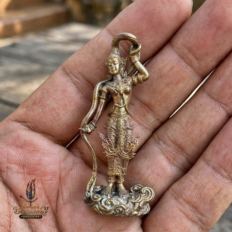 Authentic Thai Sacred Phra Mae Thorani Beeb Muay Phom (Earth Goddess Conquering Evil Statue) for Real Estate Prosperity, Black Magic Protection & Victory Over Enemies
