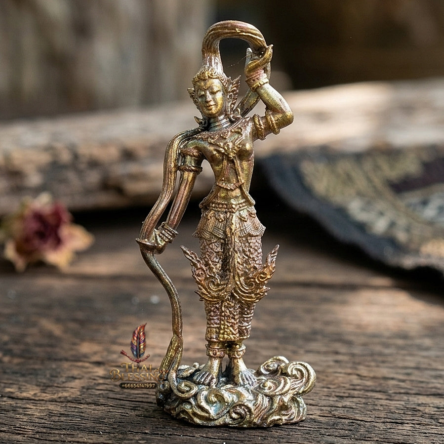 Authentic Thai Sacred Phra Mae Thorani Beeb Muay Phom (Earth Goddess Conquering Evil Statue) for Real Estate Prosperity, Black Magic Protection & Victory Over Enemies