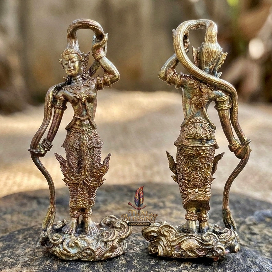 Authentic Thai Sacred Phra Mae Thorani Beeb Muay Phom (Earth Goddess Conquering Evil Statue) for Real Estate Prosperity, Black Magic Protection & Victory Over Enemies