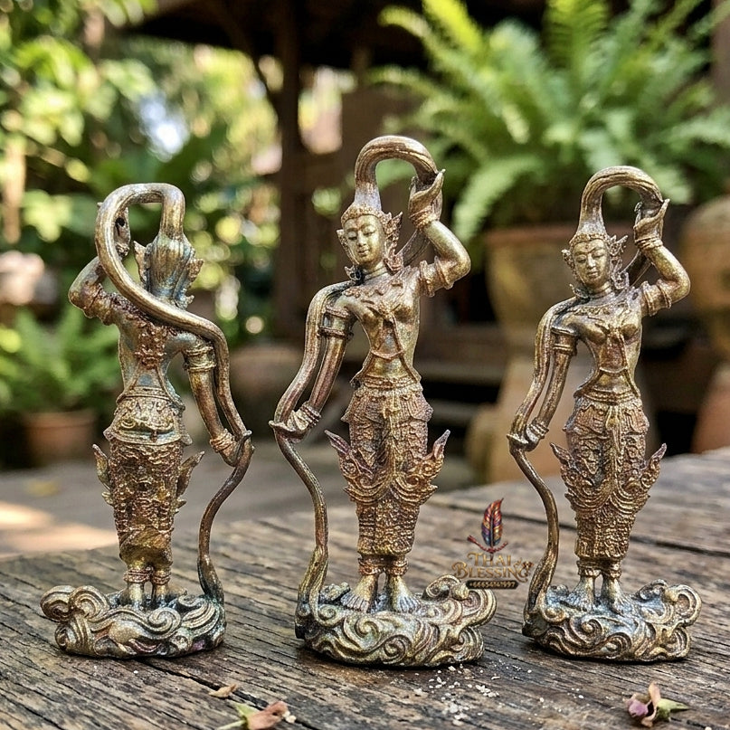 Authentic Thai Sacred Phra Mae Thorani Beeb Muay Phom (Earth Goddess Conquering Evil Statue) for Real Estate Prosperity, Black Magic Protection & Victory Over Enemies