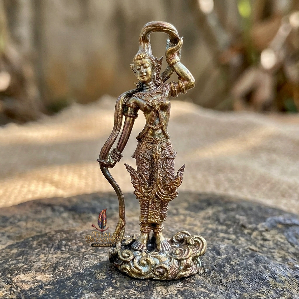 Authentic Thai Sacred Phra Mae Thorani Beeb Muay Phom (Earth Goddess Conquering Evil Statue) for Real Estate Prosperity, Black Magic Protection & Victory Over Enemies