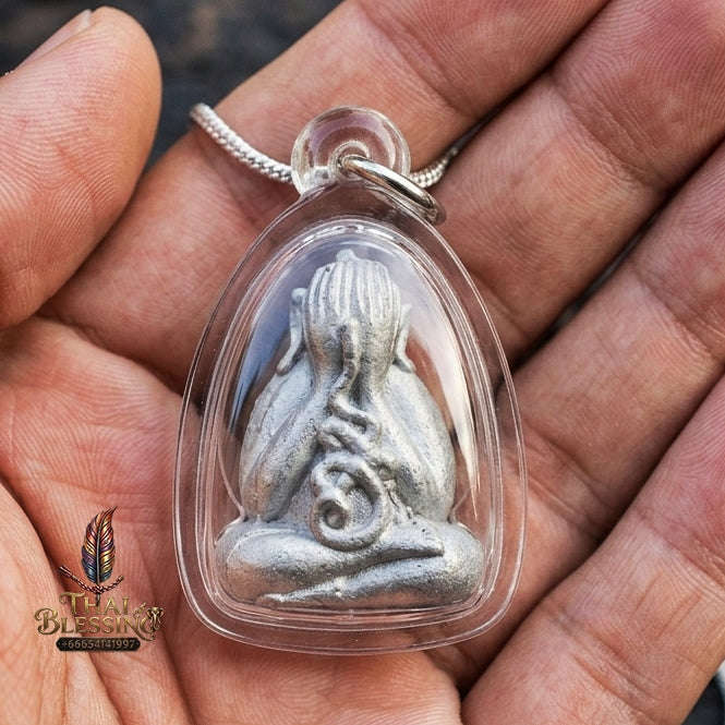 Authentic Thai Protection Amulet "Phra Pidta Nuea Chin BE 2556" - Ancient Lead-Tin Sacred Metal & High-Relief Yantra Talisman Thai Blessing Co By RURUECHA