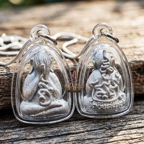 Authentic Thai Protection Amulet "Phra Pidta Nuea Chin BE 2556" - Ancient Lead-Tin Sacred Metal & High-Relief Yantra Talisman Thai Blessing Co By RURUECHA