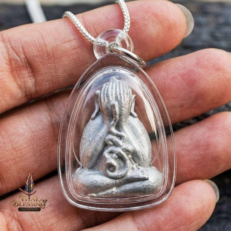 Authentic Thai Protection Amulet "Phra Pidta Nuea Chin BE 2556" - Ancient Lead-Tin Sacred Metal & High-Relief Yantra Talisman Thai Blessing Co By RURUECHA