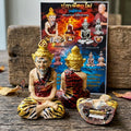 Authentic Thai Sacred Pu Rusi Ta Fai (Fire-Eyed Ascetic Hermit Guru Deity) - Hand-Painted Sattaloha Metal Alloy Statue with Sacred Powder Base for Supreme Protection, Authority, Black Magic Shield & Wealth Blessing