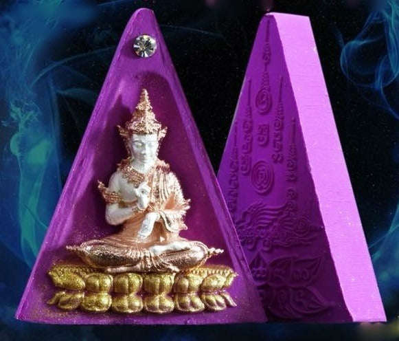 Authentic Thai Queen of Amulets "Phra Nang Phaya Phuttha Barami BE 2561" - Purple Sacred Powder with 2K Emperor Buddha & Crystal