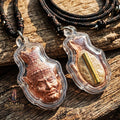Authentic Thai Ruesi Amulet "Duang Dee Thawee Chok BE 2558" - Copper Hermit Head Pendant with Destiny Powder & Udom Sap Takrut Thai Blessing Co By RURUECHA