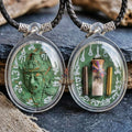 Authentic Thai Ruesi Hermit Amulet "Borom Khru Pu Ruesi BE 2569" - Green Sacred Herbal Powder Pendant with Holy Powder Bottle & Dual Takrut Thai Blessing Co By RURUECHA