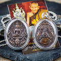 Authentic Thai Ruesi Medal "Pho Pu Rue Si Mahachakraphat Nawa Koti BE 2558" - Nawa Loha Metal Coin with Tiger Head Ruesi Rear