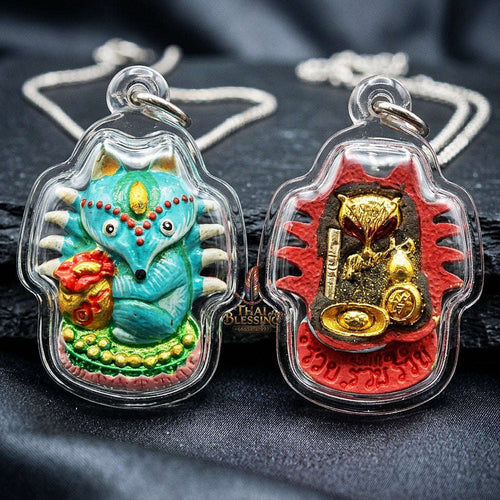 Authentic Thai Sacred Amulet "Millionaire Fox Spirit - Painted Sacred Samrit Edition 2024" (Holy Powder & Gold Relics) Thai Blessing Co By RURUECHA