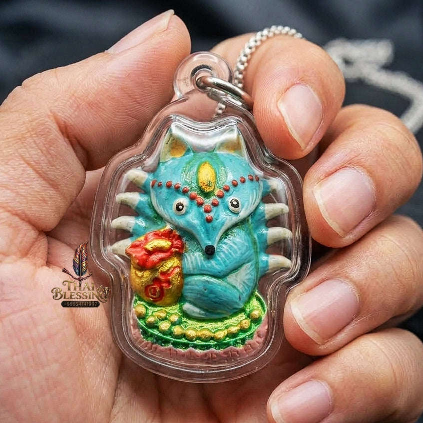 Authentic Thai Sacred Amulet "Millionaire Fox Spirit - Painted Sacred Samrit Edition 2024" (Holy Powder & Gold Relics) Thai Blessing Co By RURUECHA