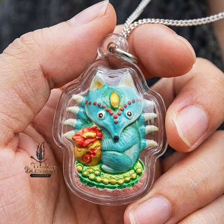 Authentic Thai Sacred Amulet "Millionaire Fox Spirit - Painted Sacred Samrit Edition 2024" (Holy Powder & Gold Relics) Thai Blessing Co By RURUECHA
