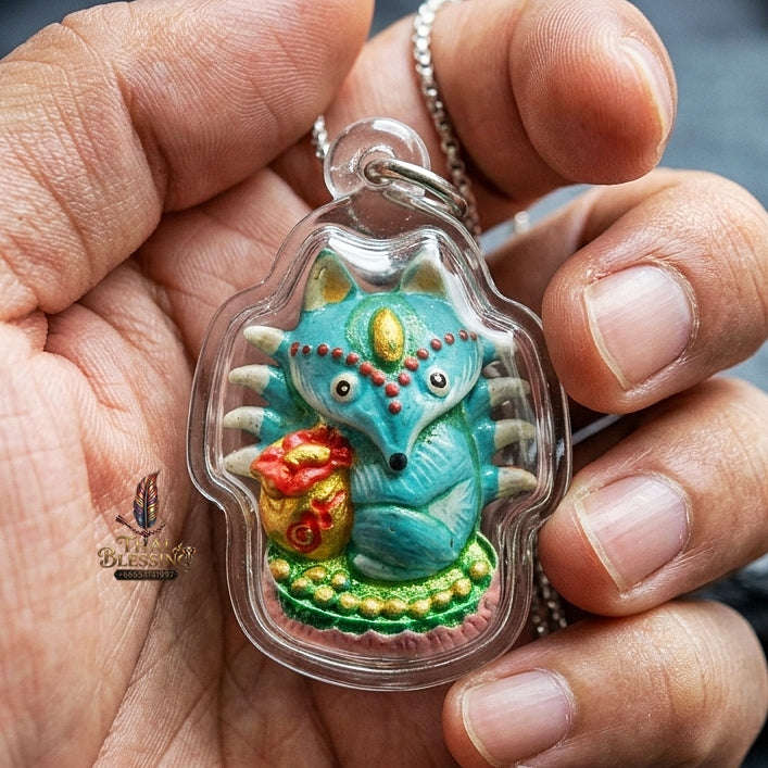Authentic Thai Sacred Amulet "Millionaire Fox Spirit - Painted Sacred Samrit Edition 2024" (Holy Powder & Gold Relics) Thai Blessing Co By RURUECHA