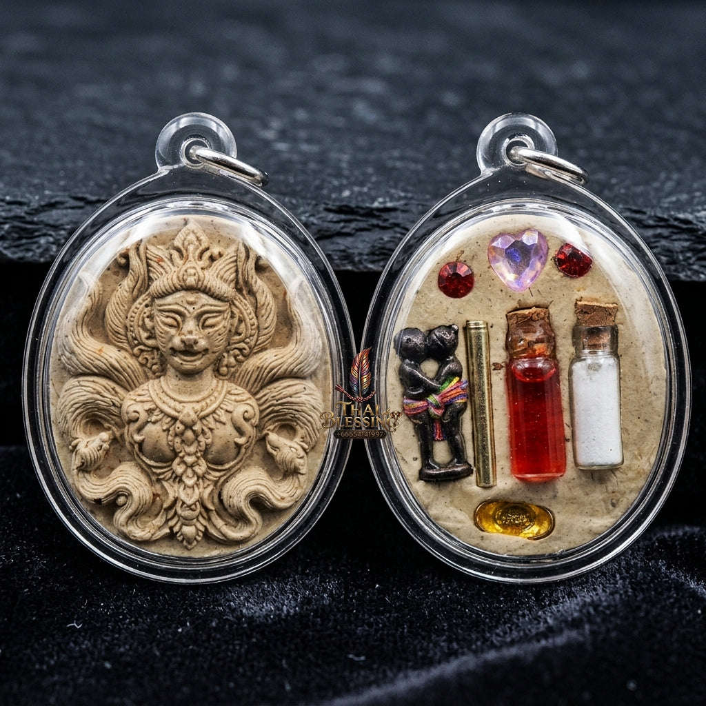 Authentic Thai Sacred Amulet "Nine-Tailed Fox Queen Spirit - In Koo & Sacred Charm Powder Edition 2025" by Hermit Reusi Det, Pachaa Rattanakosin Thai Blessing Co By RURUECHA