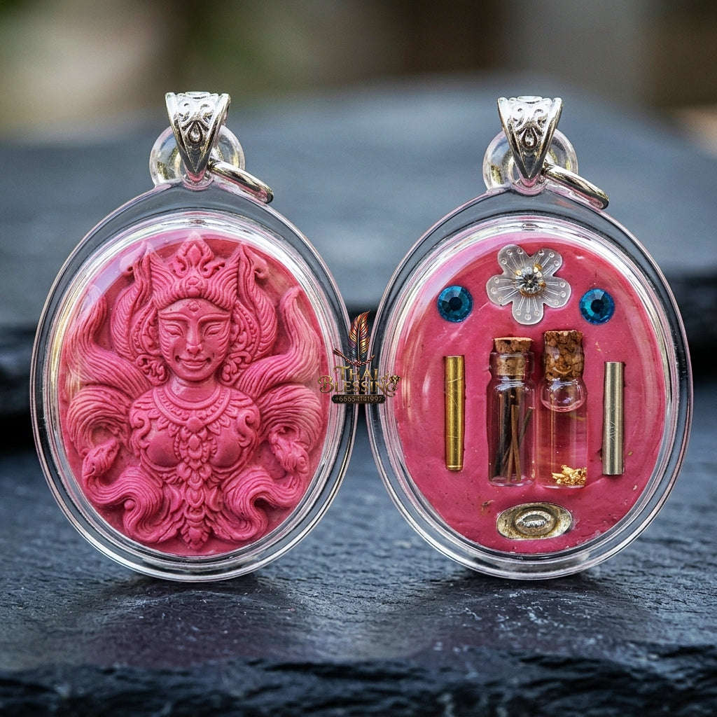 Authentic Thai Sacred Amulet "Nine-Tailed Fox Queen Spirit - Pink Enchantment Edition 2025" (Pink Charm Powder) Thai Blessing Co By RURUECHA