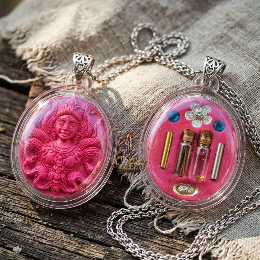 Authentic Thai Sacred Amulet "Nine-Tailed Fox Queen Spirit - Pink Enchantment Edition 2025" (Pink Charm Powder) Thai Blessing Co By RURUECHA