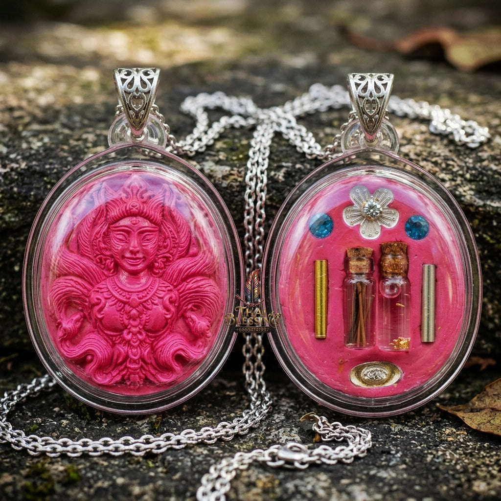 Authentic Thai Sacred Amulet "Nine-Tailed Fox Queen Spirit - Pink Enchantment Edition 2025" (Pink Charm Powder) Thai Blessing Co By RURUECHA