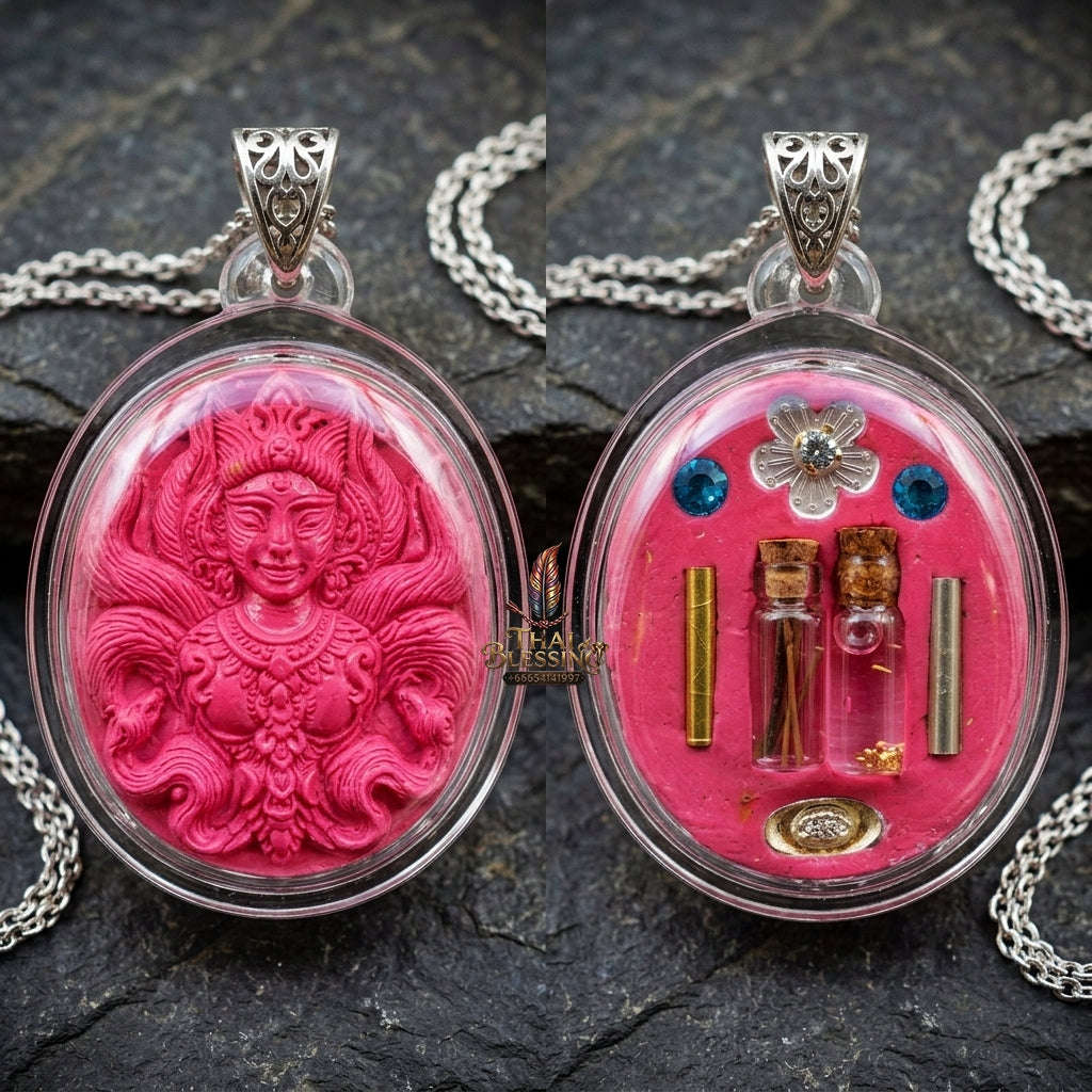 Authentic Thai Sacred Amulet "Nine-Tailed Fox Queen Spirit - Pink Enchantment Edition 2025" (Pink Charm Powder) Thai Blessing Co By RURUECHA
