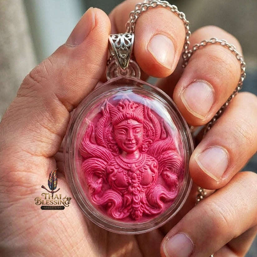 Authentic Thai Sacred Amulet "Nine-Tailed Fox Queen Spirit - Pink Enchantment Edition 2025" (Pink Charm Powder) Thai Blessing Co By RURUECHA