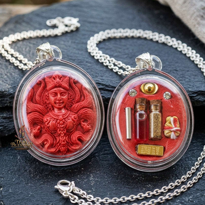 Authentic Thai Sacred Amulet "Nine-Tailed Fox Queen Spirit - Ultimate Seduction Edition 2025" (Red Sacred Charm Powder) by Hermit Reusi Det, Pachaa Rattanakosin Thai Blessing Co By RURUECHA