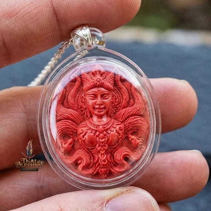Authentic Thai Sacred Amulet "Nine-Tailed Fox Queen Spirit - Ultimate Seduction Edition 2025" (Red Sacred Charm Powder) by Hermit Reusi Det, Pachaa Rattanakosin Thai Blessing Co By RURUECHA
