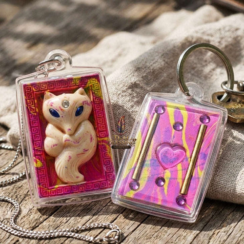Authentic Thai Sacred Amulet "Nine-Tailed Fox Spirit - Love & Fortune Attraction Edition 2013" (Sacred Powder with Takrut & Heart Gem) by Khruba Krissana Intawanno Thai Blessing Co By RURUECHA