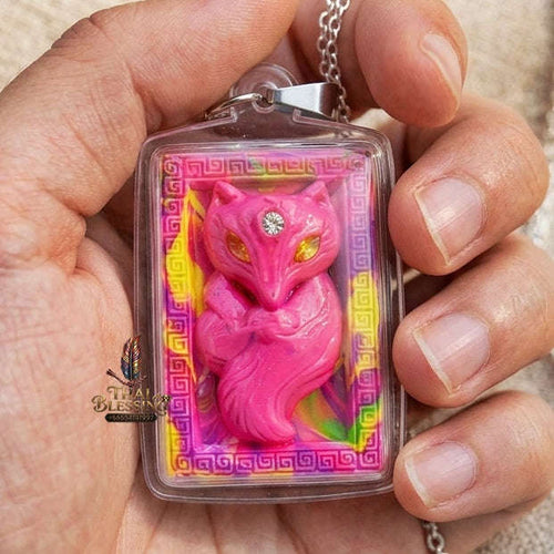 Authentic Thai Sacred Amulet "Nine-Tailed Fox Spirit - Love & Fortune Attraction Edition 2013" (Sacred Powder with Takrut & Heart Gem) Thai Blessing Co By RURUECHA
