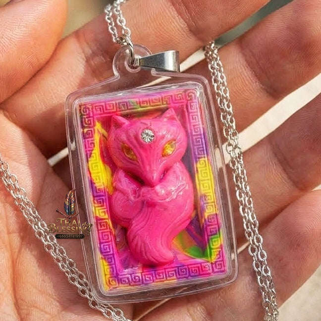 Authentic Thai Sacred Amulet "Nine-Tailed Fox Spirit - Love & Fortune Attraction Edition 2013" (Sacred Powder with Takrut & Heart Gem) Thai Blessing Co By RURUECHA