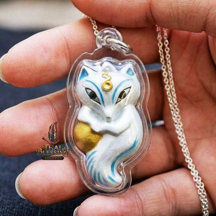Authentic Thai Sacred Amulet "Nine-Tailed Fox Spirit & Phra Brahma - Money-Trapping Spider Edition 2013" (Brass & Sacred Gems) by Khruba Krissana Intawanno Thai Blessing Co By RURUECHA