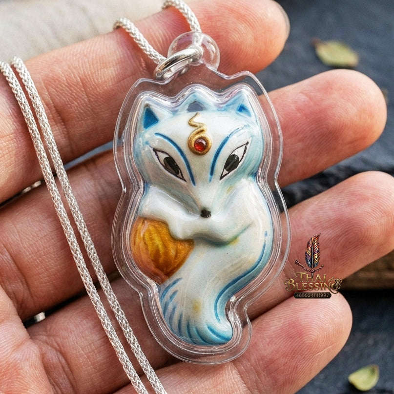 Authentic Thai Sacred Amulet "Nine-Tailed Fox Spirit & Phra Brahma - Money-Trapping Spider Edition 2013" (Brass & Sacred Gems) by Khruba Krissana Intawanno Thai Blessing Co By RURUECHA