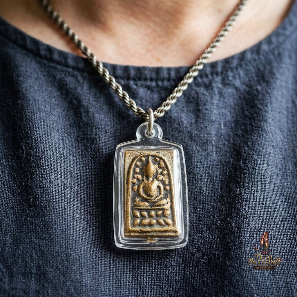 Authentic Thai Sacred Amulet "Phra Somdet Wat Rakhang Lang Khon 2nd Edition BE 2562" - Mixed Brass Alloy Hammer-Back Buddha Talisman Thai Blessing Co By RURUECHA