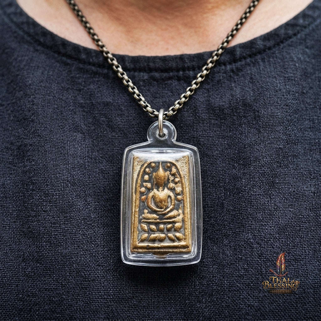 Authentic Thai Sacred Amulet "Phra Somdet Wat Rakhang Lang Khon 2nd Edition BE 2562" - Mixed Brass Alloy Hammer-Back Buddha Talisman Thai Blessing Co By RURUECHA