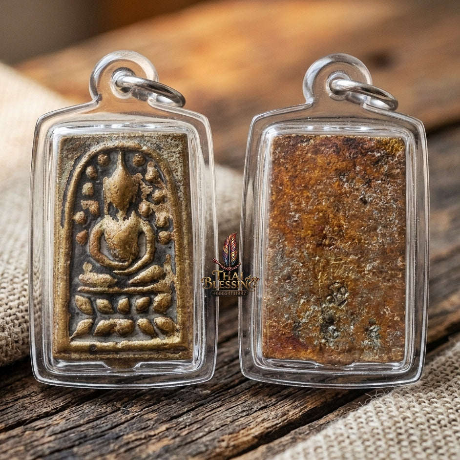 Authentic Thai Sacred Amulet "Phra Somdet Wat Rakhang Lang Khon 2nd Edition BE 2562" - Mixed Brass Alloy Hammer-Back Buddha Talisman Thai Blessing Co By RURUECHA