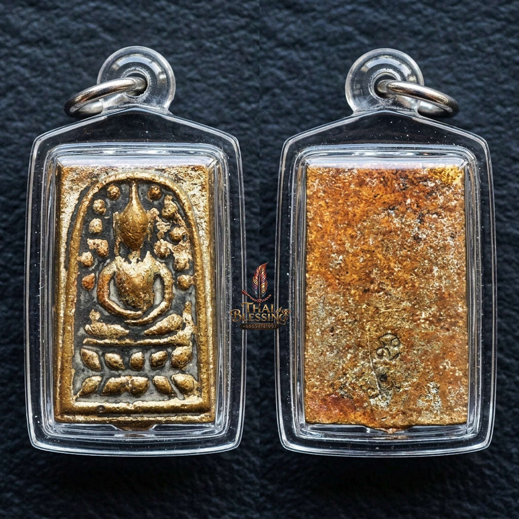 Authentic Thai Sacred Amulet "Phra Somdet Wat Rakhang Lang Khon 2nd Edition BE 2562" - Mixed Brass Alloy Hammer-Back Buddha Talisman Thai Blessing Co By RURUECHA