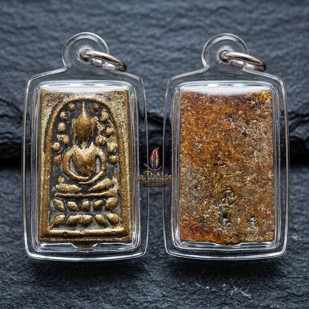 Authentic Thai Sacred Amulet "Phra Somdet Wat Rakhang Lang Khon 2nd Edition BE 2562" - Mixed Brass Alloy Hammer-Back Buddha Talisman Thai Blessing Co By RURUECHA