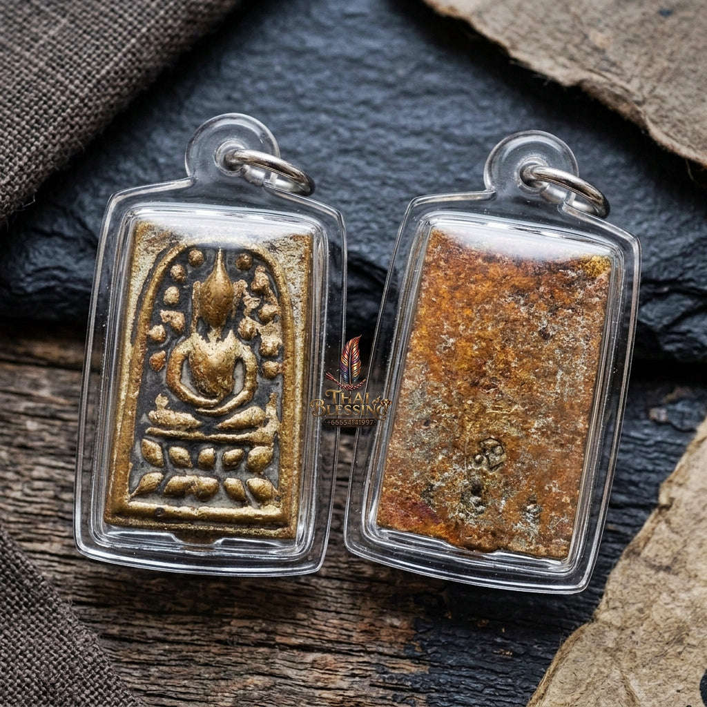 Authentic Thai Sacred Amulet "Phra Somdet Wat Rakhang Lang Khon 2nd Edition BE 2562" - Mixed Brass Alloy Hammer-Back Buddha Talisman Thai Blessing Co By RURUECHA