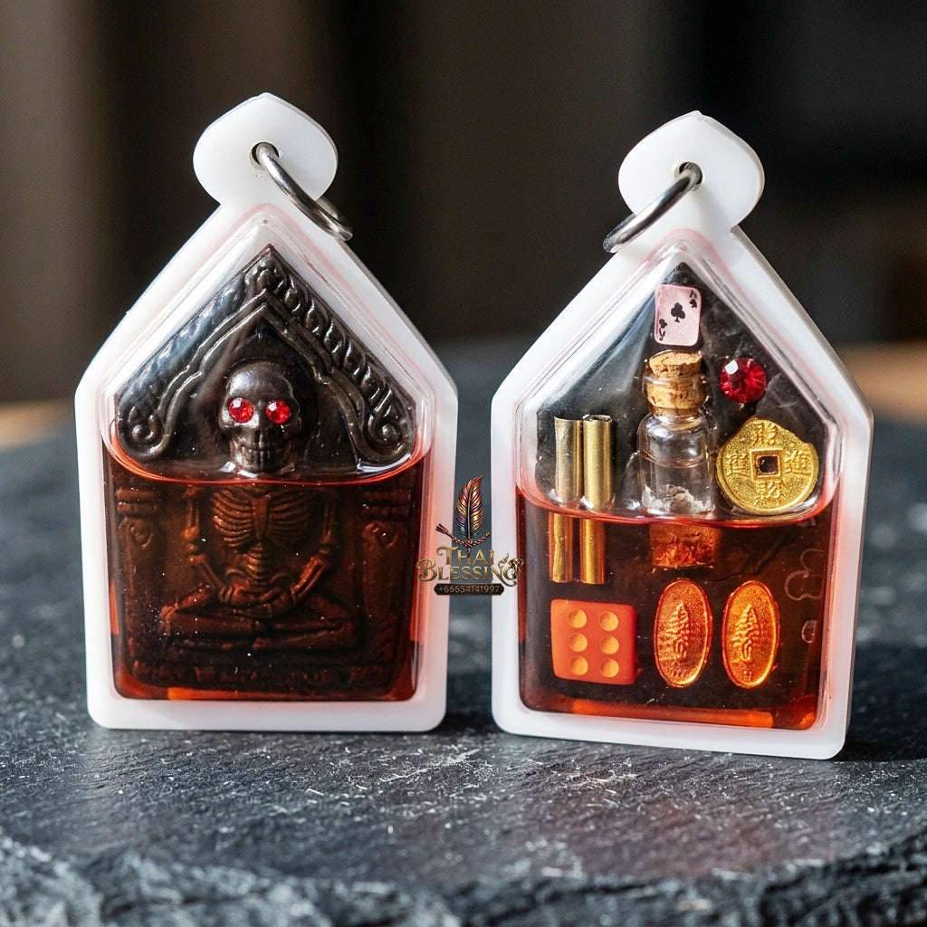 Authentic Thai Sacred Hong Phrai Wealth Attraction Amulet - Black Sacred Herb Powder Edition for Gambling Luck, Metta Charm, Sales & Protection Thai Blessing Co By RURUECHA