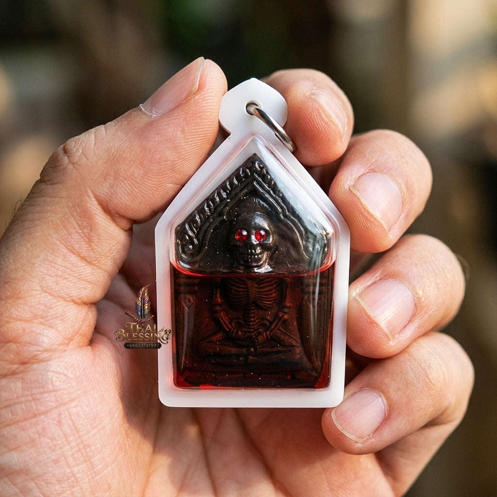 Authentic Thai Sacred Hong Phrai Wealth Attraction Amulet - Black Sacred Herb Powder Edition for Gambling Luck, Metta Charm, Sales & Protection Thai Blessing Co By RURUECHA