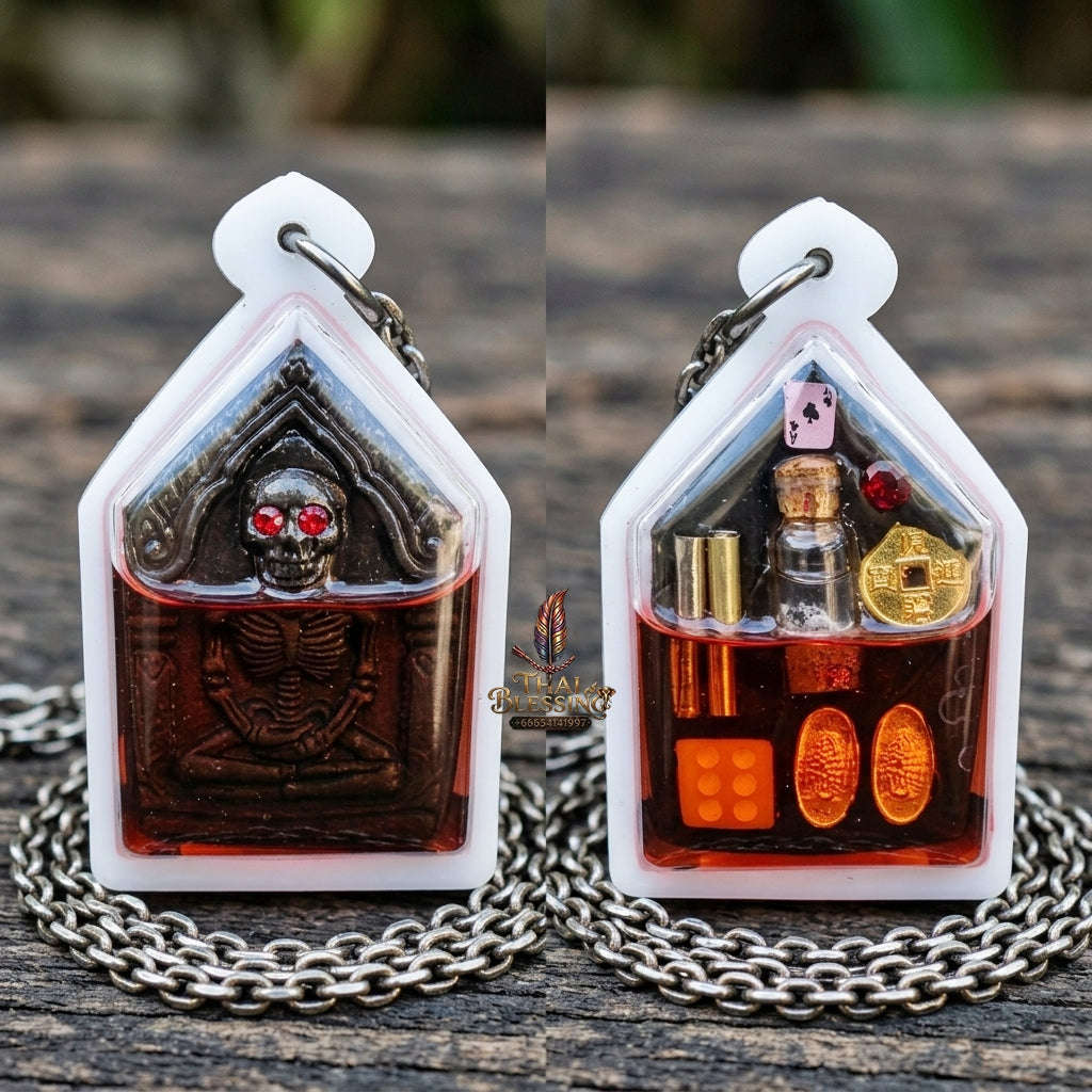 Authentic Thai Sacred Hong Phrai Wealth Attraction Amulet - Black Sacred Herb Powder Edition for Gambling Luck, Metta Charm, Sales & Protection Thai Blessing Co By RURUECHA