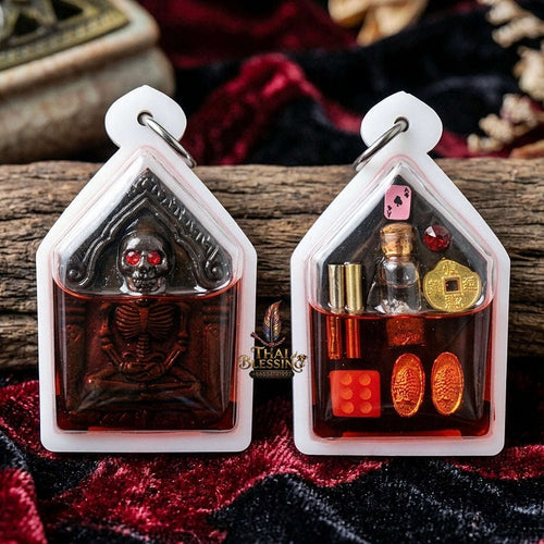 Authentic Thai Sacred Hong Phrai Wealth Attraction Amulet - Black Sacred Herb Powder Edition for Gambling Luck, Metta Charm, Sales & Protection Thai Blessing Co By RURUECHA