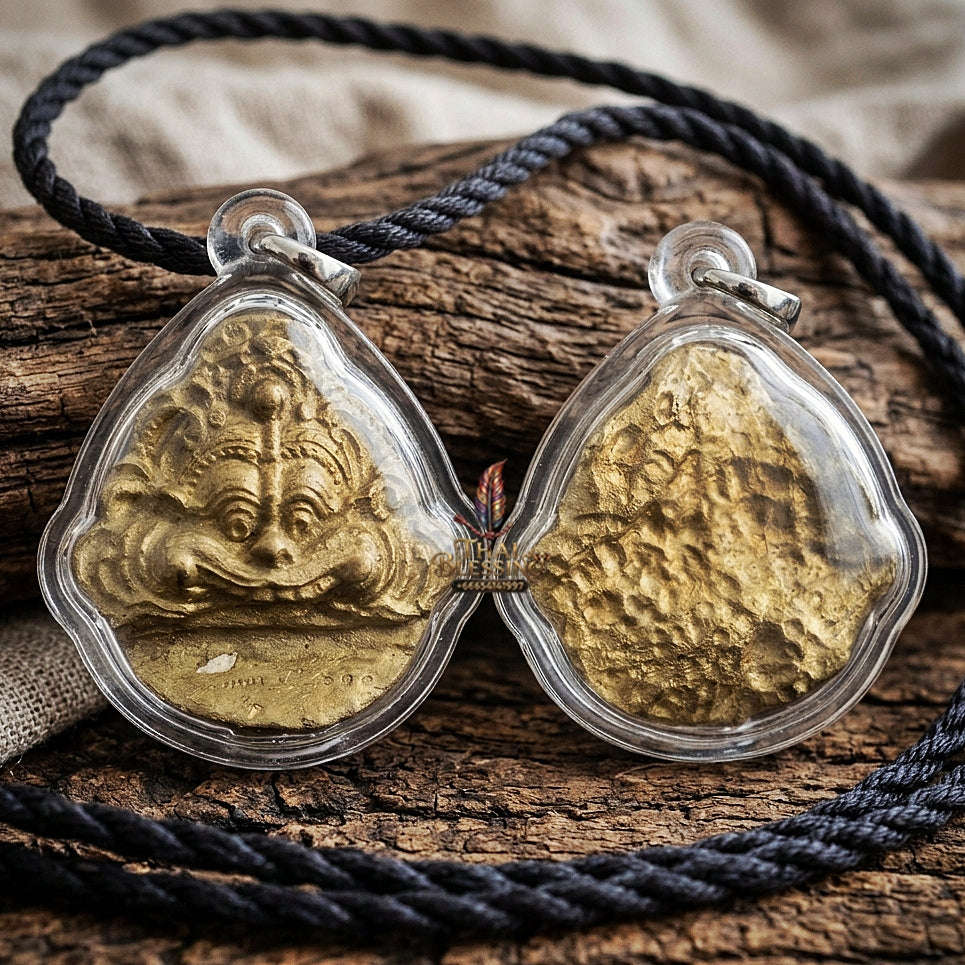 Authentic Thai Sacred Kala Face (Kiartimukh Demon Devourer Amulet) for Black Magic Defense, Bad Luck Reversal, Honor Elevation & Home Protection Thai Blessing Co By RURUECHA