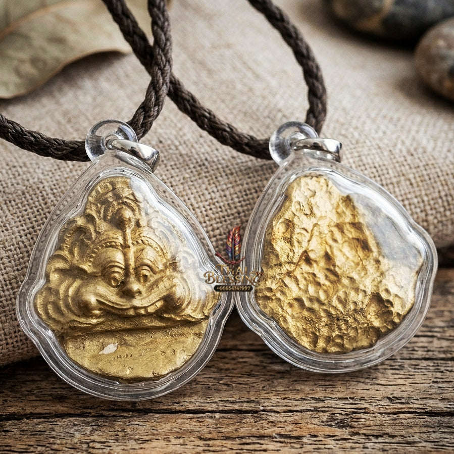 Authentic Thai Sacred Kala Face (Kiartimukh Demon Devourer Amulet) for Black Magic Defense, Bad Luck Reversal, Honor Elevation & Home Protection Thai Blessing Co By RURUECHA