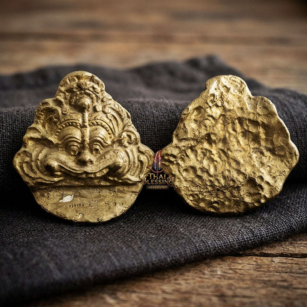 Authentic Thai Sacred Kala Face (Kiartimukh Demon Devourer Amulet) for Black Magic Defense, Bad Luck Reversal, Honor Elevation & Home Protection Thai Blessing Co By RURUECHA