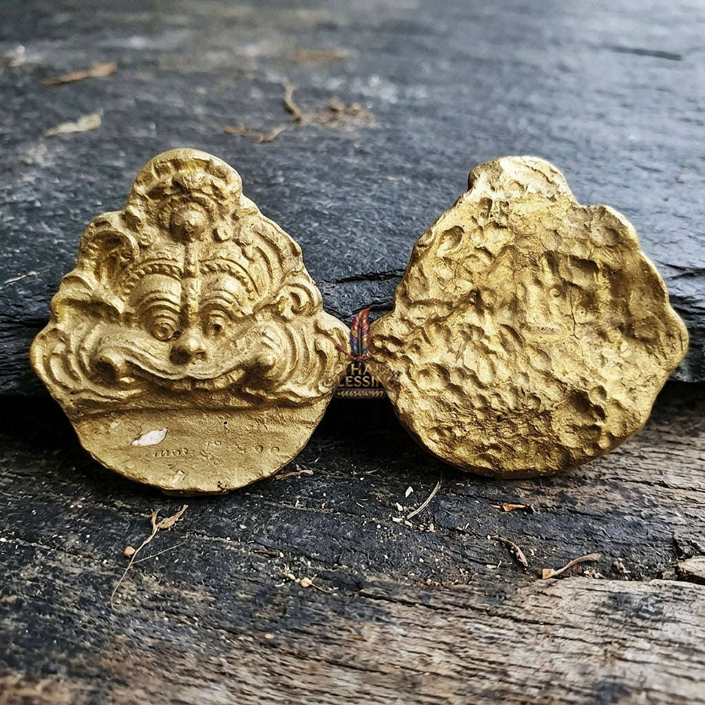 Authentic Thai Sacred Kala Face (Kiartimukh Demon Devourer Amulet) for Black Magic Defense, Bad Luck Reversal, Honor Elevation & Home Protection Thai Blessing Co By RURUECHA