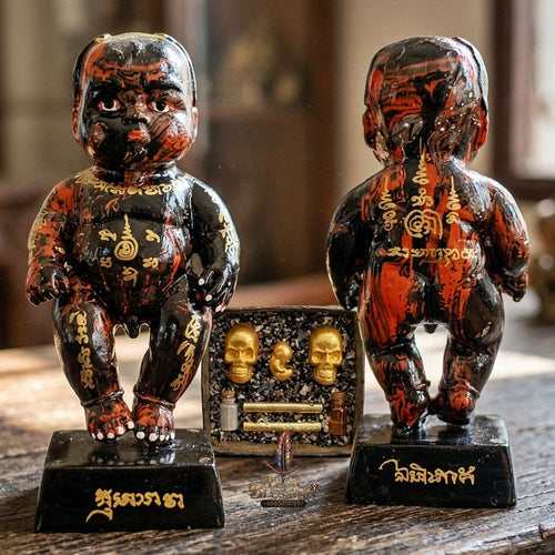 Authentic Thai Sacred Kuman Thong Statue "Wealth Attraction & Miracle Child Spirit Edition 2023" (Holy Metal Alloy & Phong Phrai Kuman Powder) by Arjan Weerathep Yan Khru Prasit Thai Blessing Co By RURUECHA