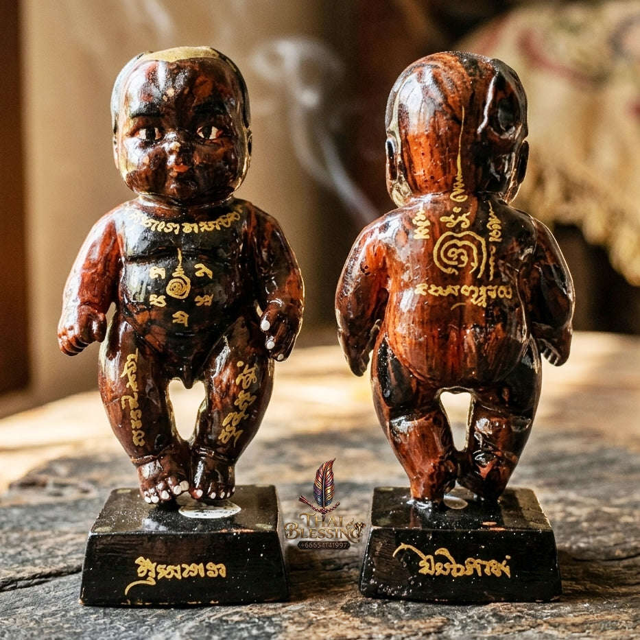 Authentic Thai Sacred Kuman Thong Statue "Wealth Attraction & Miracle Child Spirit Edition 2023" (Holy Metal Alloy & Phong Phrai Kuman Powder) by Arjan Weerathep Yan Khru Prasit