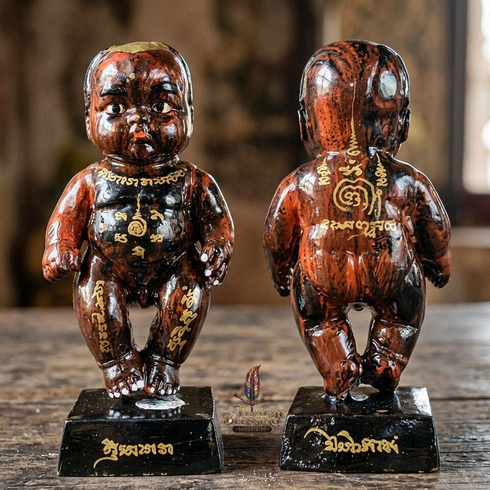 Authentic Thai Sacred Kuman Thong Statue "Wealth Attraction & Miracle Child Spirit Edition 2023" (Holy Metal Alloy & Phong Phrai Kuman Powder) by Arjan Weerathep Yan Khru Prasit
