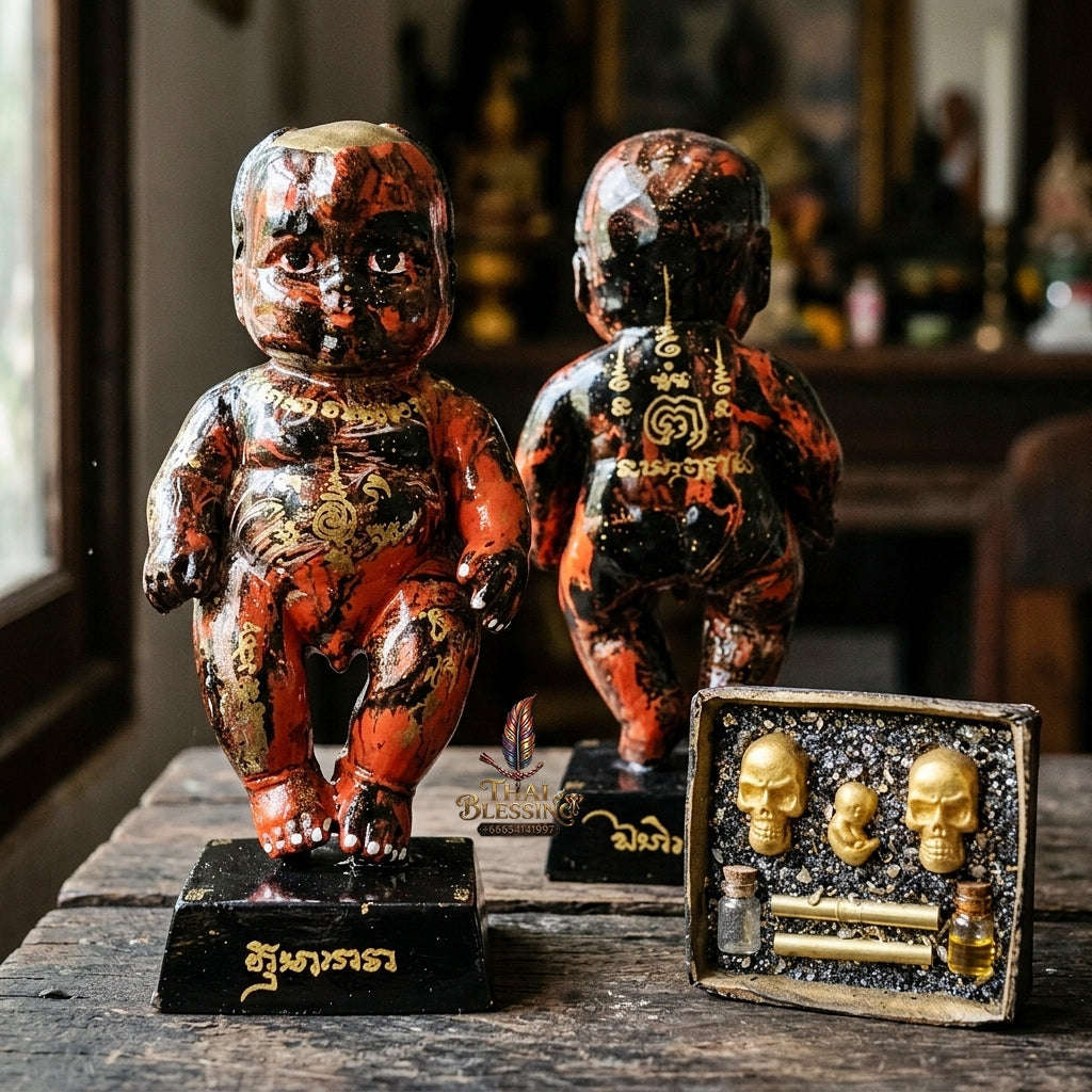 Authentic Thai Sacred Kuman Thong Statue "Wealth Attraction & Miracle Child Spirit Edition 2023" (Holy Metal Alloy & Phong Phrai Kuman Powder) by Arjan Weerathep Yan Khru Prasit