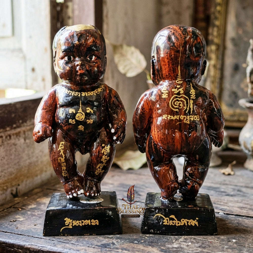 Authentic Thai Sacred Kuman Thong Statue "Wealth Attraction & Miracle Child Spirit Edition 2023" (Holy Metal Alloy & Phong Phrai Kuman Powder) by Arjan Weerathep Yan Khru Prasit
